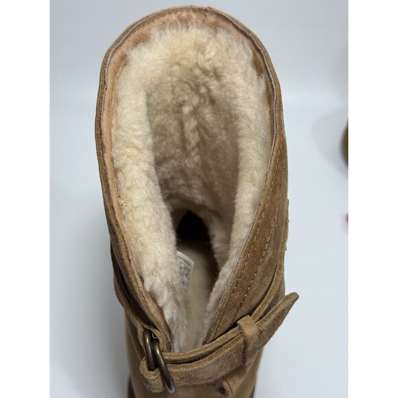 UGG Remora Short Boots Womens Size 9 Chestnut Leather Shearling Fur Lined - Picture 11 of 13